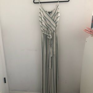 Never worn White & green striped jumpsuit